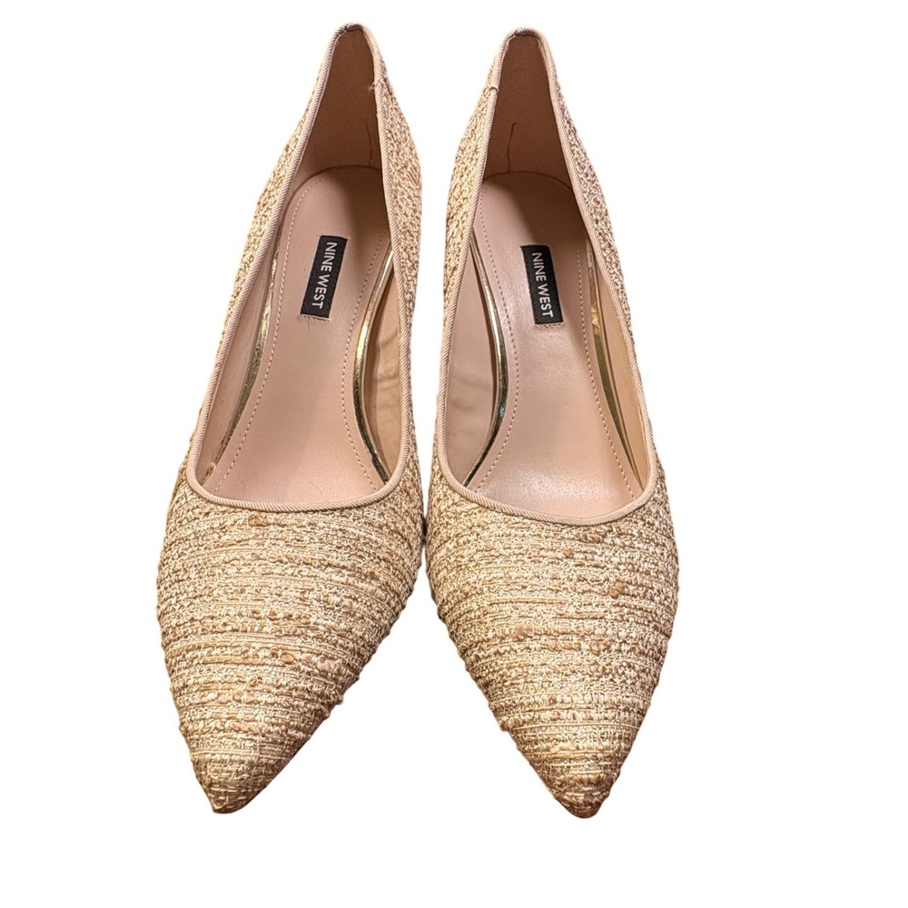 Nine West Fifth Pumps Women 10.5 Natural Multi Excellent Tweed Pointed Stiletto - Picture 2 of 12